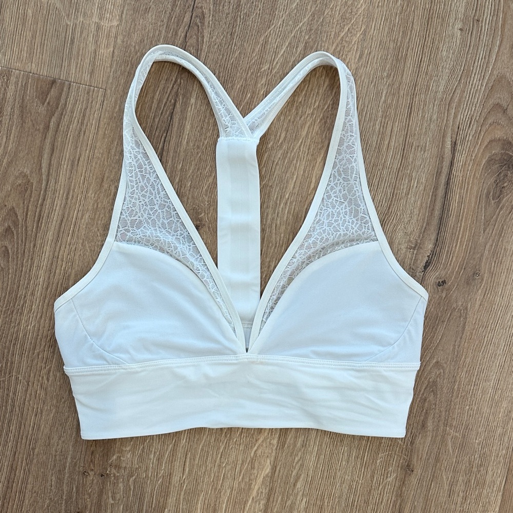 Lululemon Women's White Lace Racerback Sports Bra